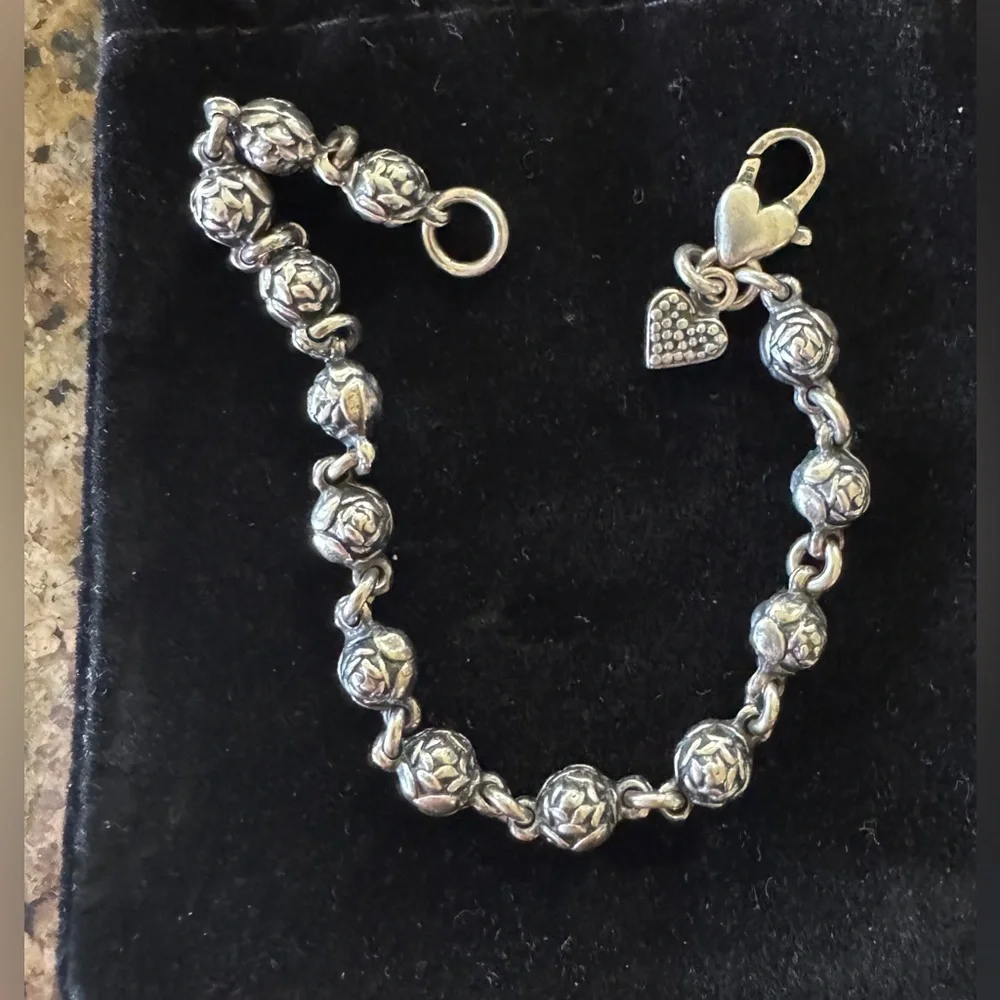 Elegant Sterling Silver Floral Rose Bracelet